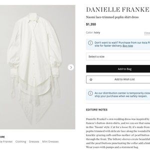 Danielle Frankel- Laced Trimmed Poplin Shirt Dress